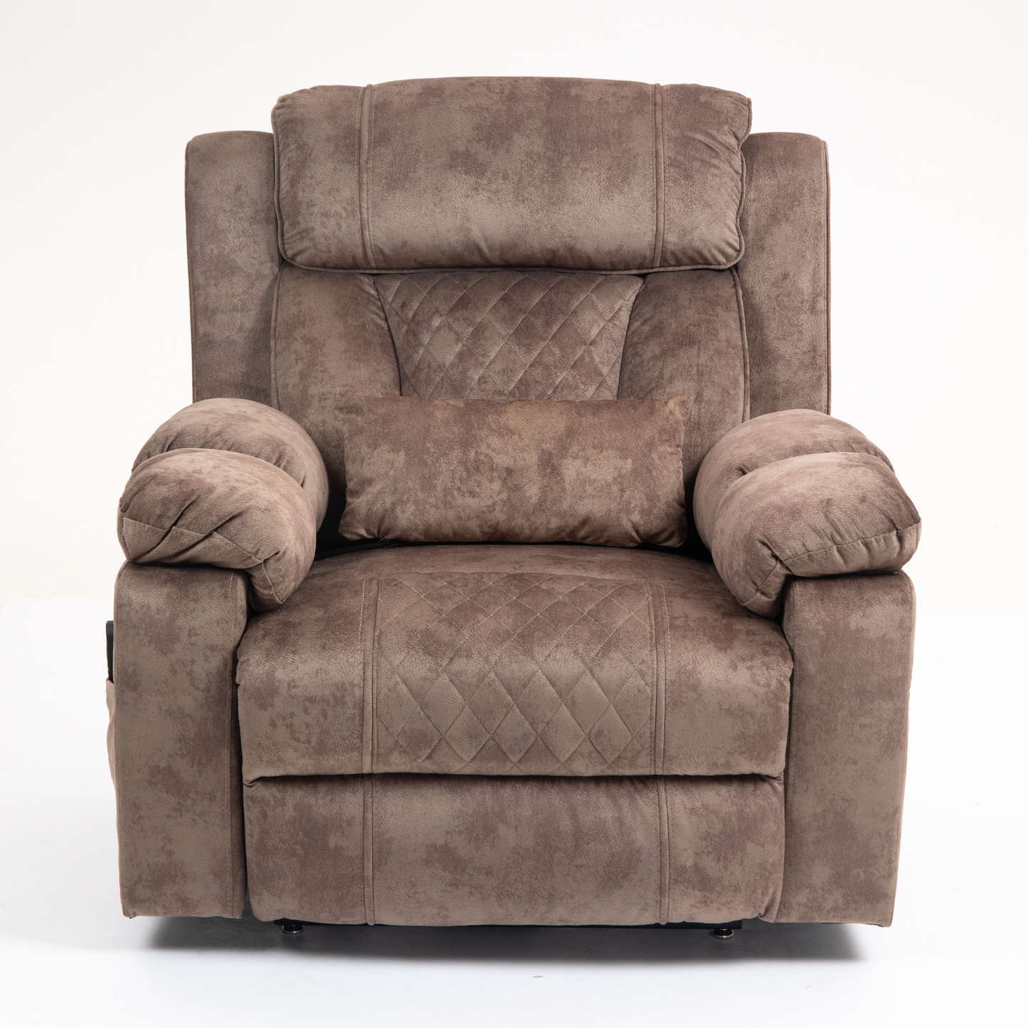 JUUXO Maximus Big Man Recliners Power Lift Chair with Heat & Massage - USB & Type C Charging- 400 lbs Capacity - Light Brown Velvet