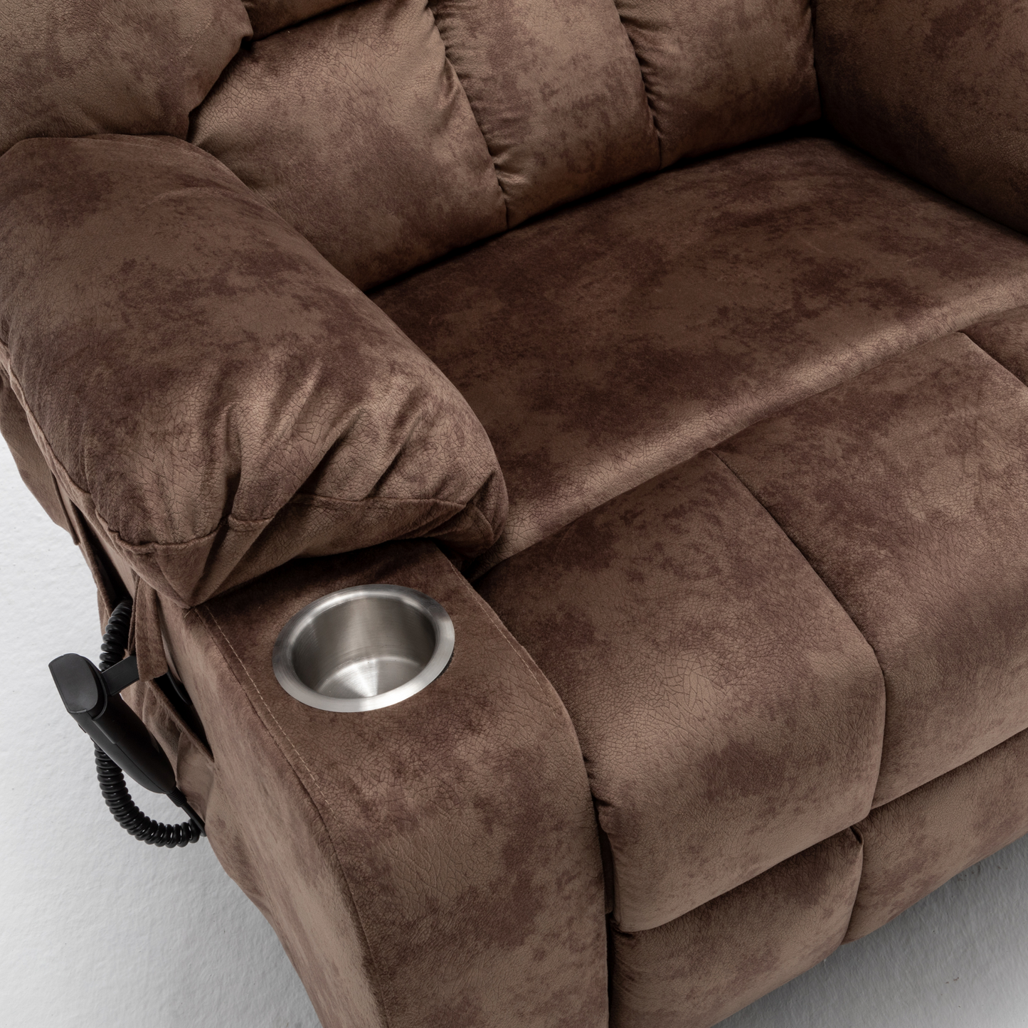 Widelay Oversized Lay Flat Recliner Lift with Heat & Massage, 400 lbs - Brown Velvet