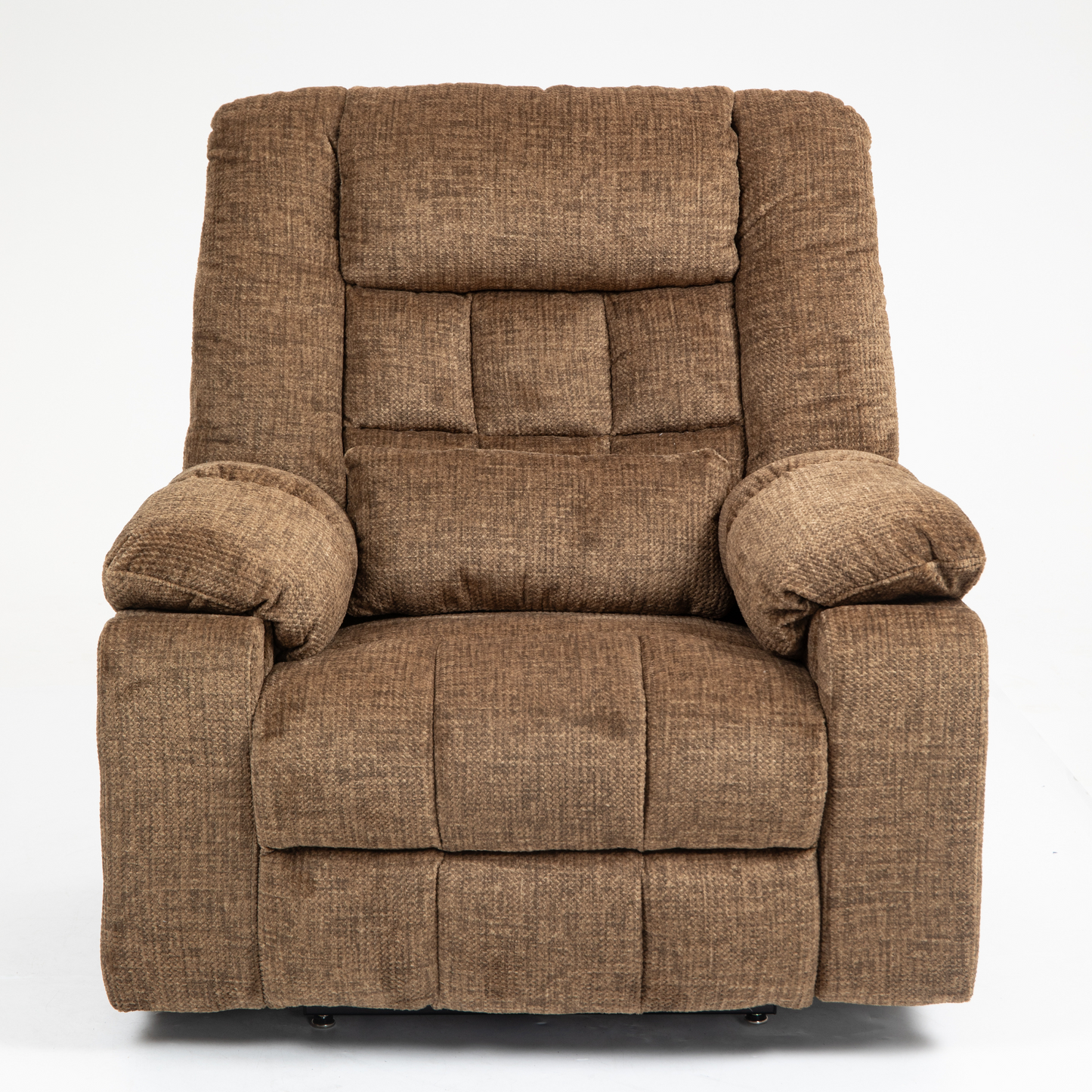 JUUXO Majesty 2.0 Oversized 4-Motor Lay Flat Lift Recliner Chair with Heat & Massage - 400 lb - Brown Chenille