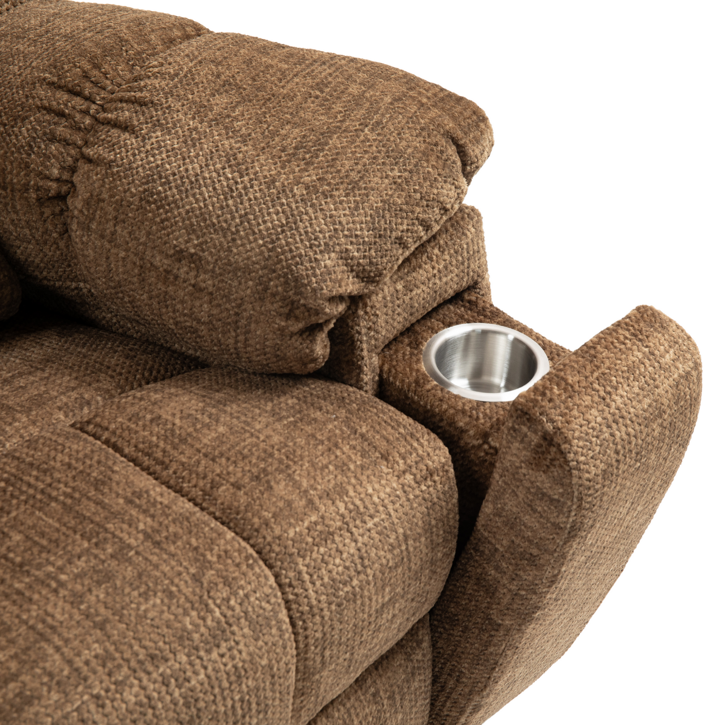 JUUXO Majesty 2.0 Oversized 4-Motor Lay Flat Lift Recliner Chair with Heat & Massage - 400 lb - Brown Chenille