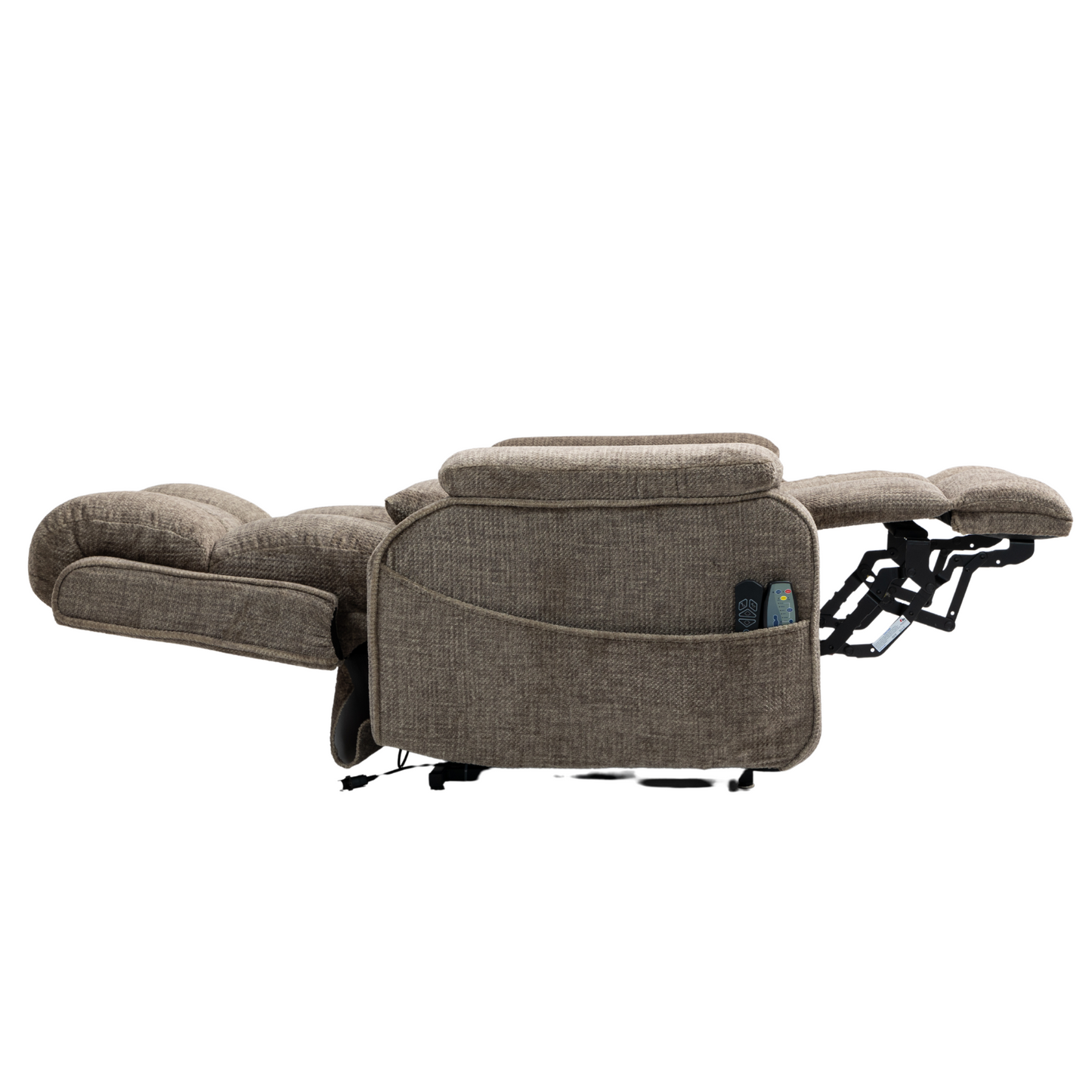 Elan Lay Flat Recliner Dual Motor Lift Chair with Heat & Massage - 400 lbs Capacity- Taupe Brown Chenille