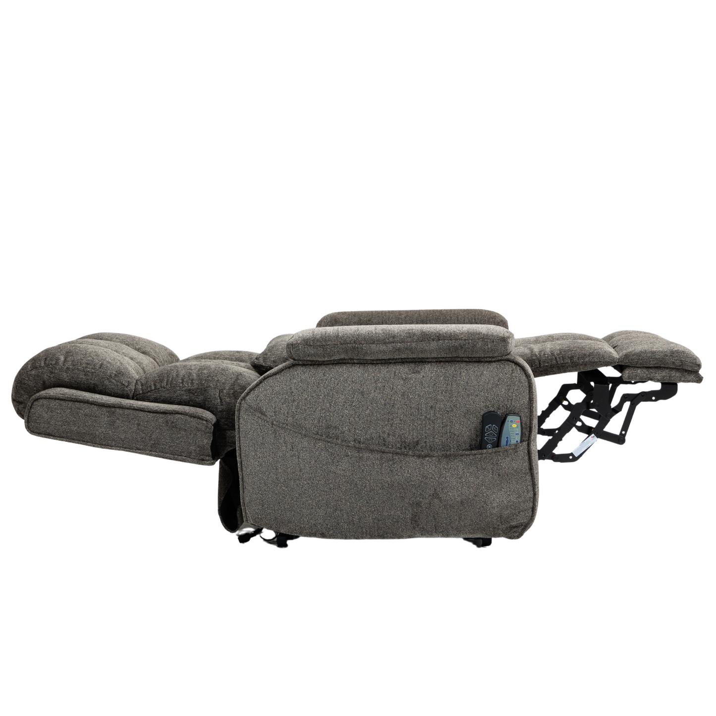 Elan Lay Flat Recliner Dual Motor Lift Chair with Heat & Massage - 400 lbs Capacity- Mocha Brown Chenille