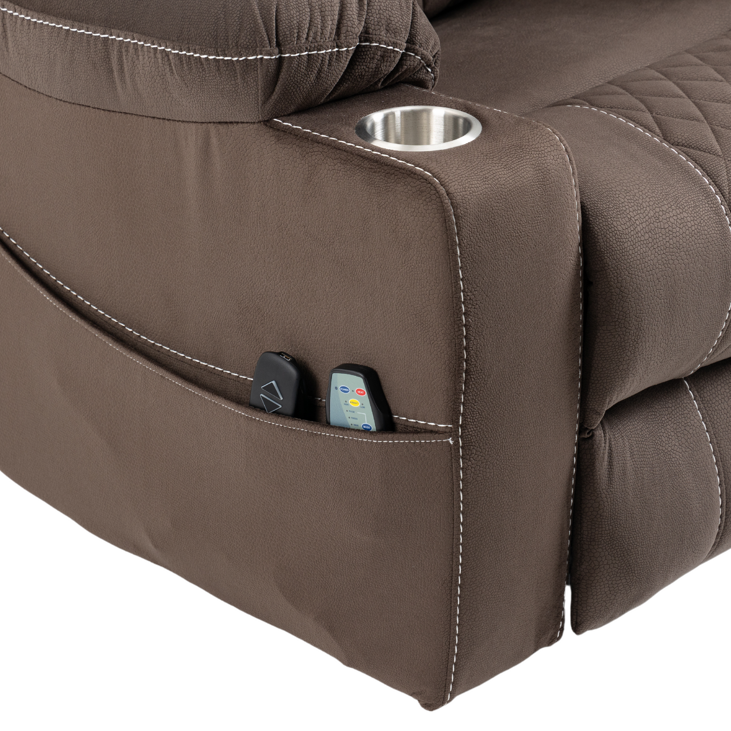 Panorama 1.0 Power Lift Chairs Recliners for Elderly - Big Man Recliner with Heat & Massage- Brown Velvet