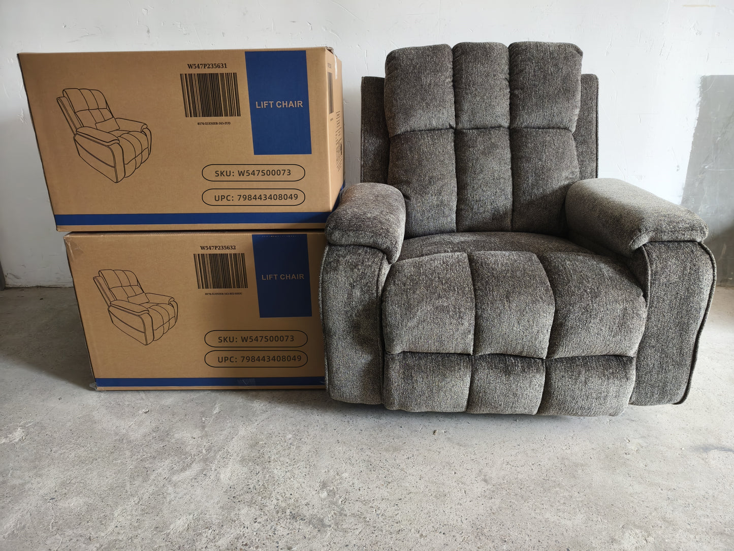 Elan Lay Flat Recliner Dual Motor Lift Chair with Heat & Massage - 400 lbs Capacity- Mocha Brown Chenille