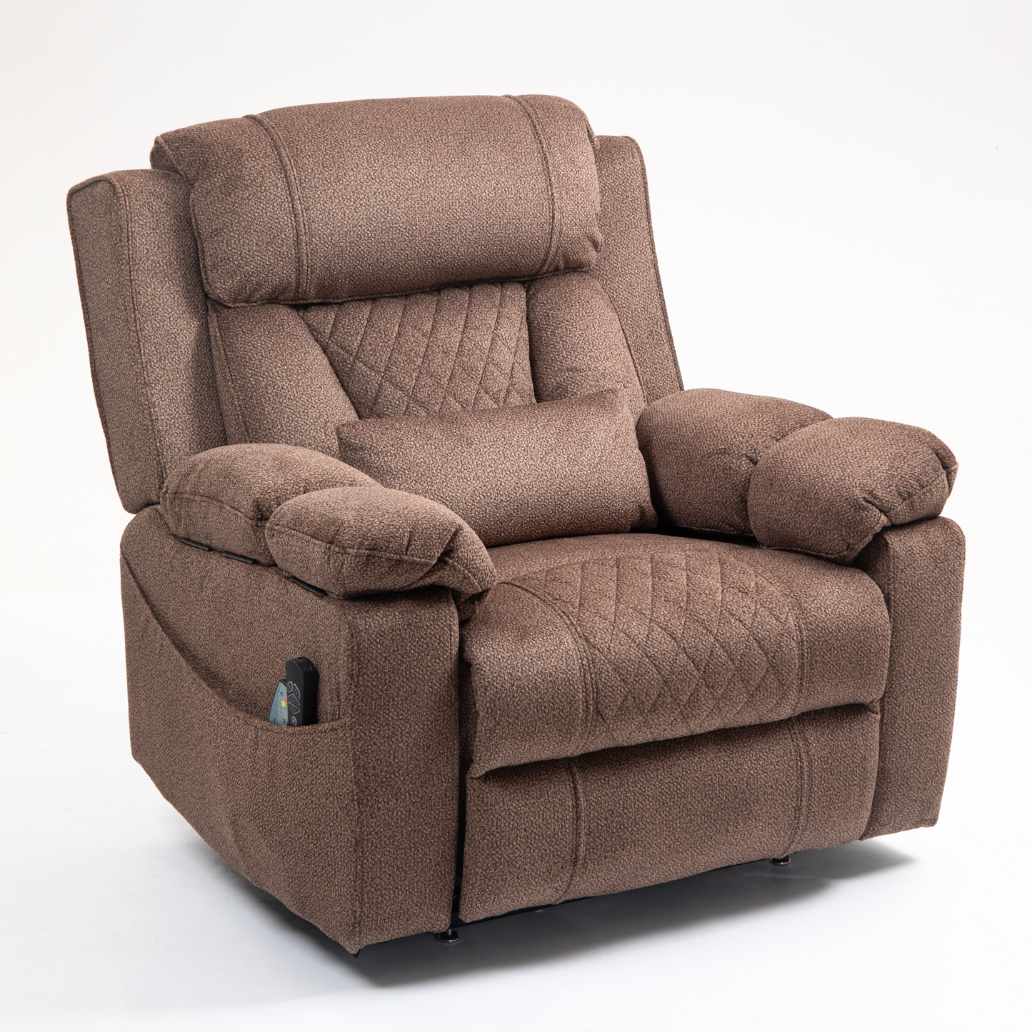 JUUXO Maximus Big Man Recliners Power Lift Chair with Heat & Massage - USB & Type C Charging- 400 lbs Capacity - Brown Chenille