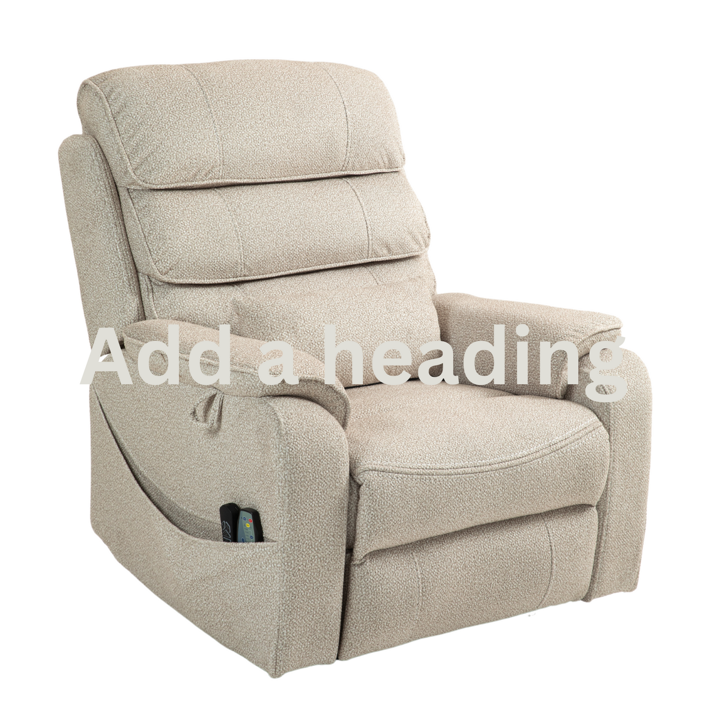 Pinnacle Lay Flat Recliner with Fold Out Tray Cup Holder & Wireless Phone Charger - Heat & Massage - Beige Chenille