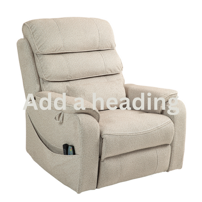 Pinnacle Lay Flat Recliner with Fold Out Tray Cup Holder & Wireless Phone Charger - Heat & Massage - Beige Chenille