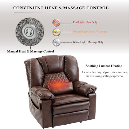 Airbag Massage Recliner Power Lift Chair for Elderly Adults Big Man Recliners 400 lbs with Heat Arm Storgage Cup Holders USB Type-C