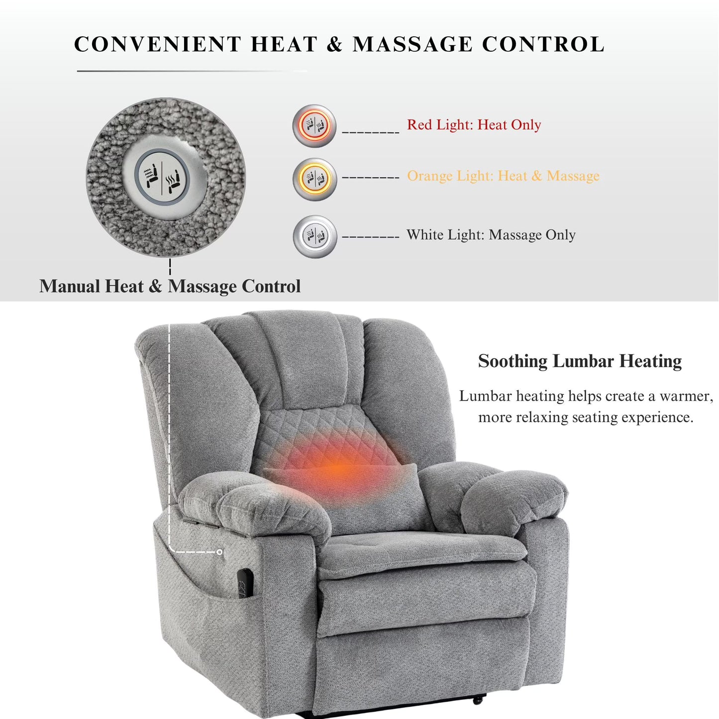 Airbag Massage Recliner Power Lift Chair for Elderly Adults Big Man Recliners 400 lbs with Heat Arm Storgage Cup Holders USB Type-C