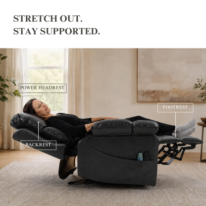 Triple Motor Power Lift Recliner Chair for Elderly, Lay Flat Recliner with Adjustable Headrest, Vibration Massage and Lumbar Heat, Flip-Open Arm Storage, Cup Holders