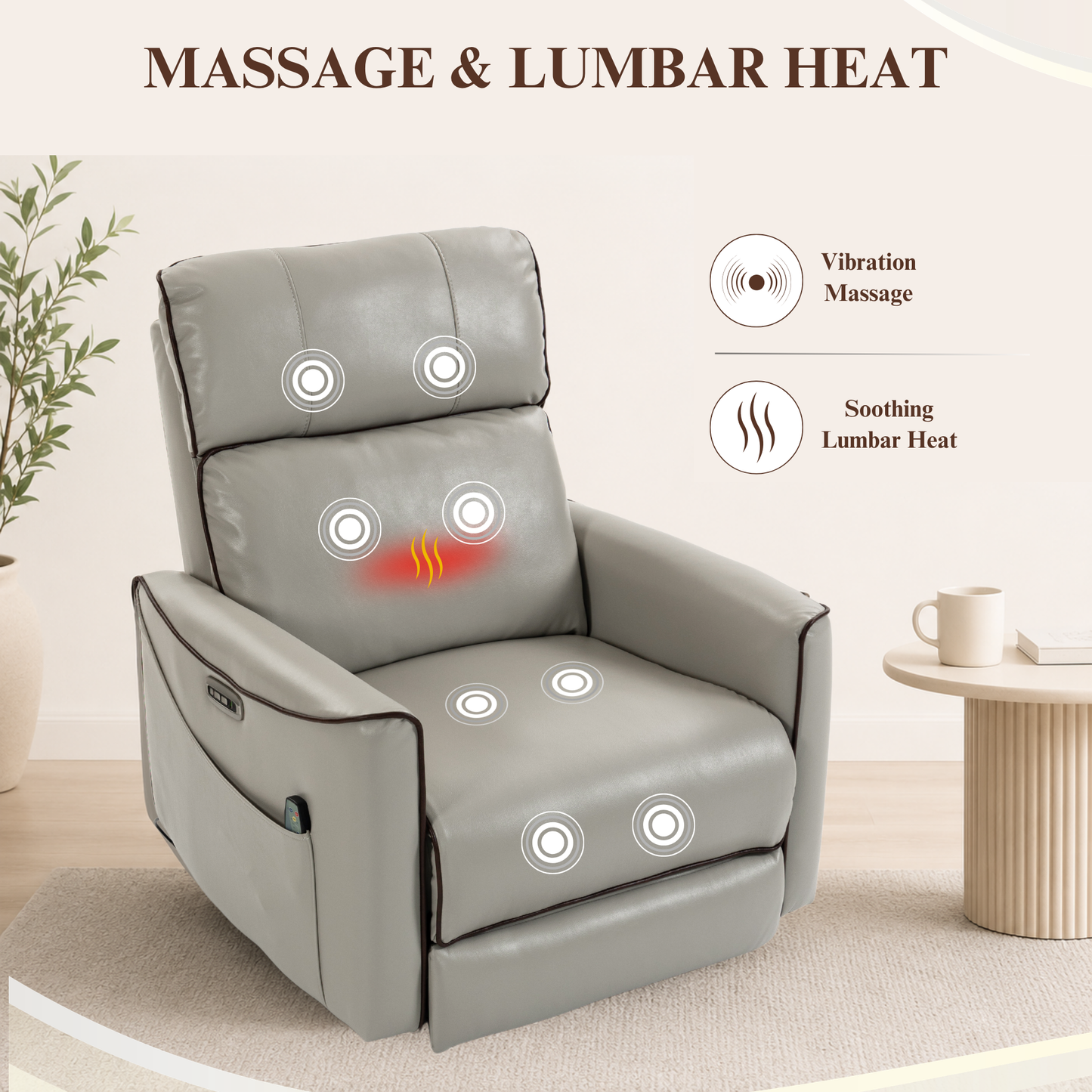 Zero Wall Hugger Power Recliner Chair Zero-Gravity Recliner with Adjustable Power Headrest