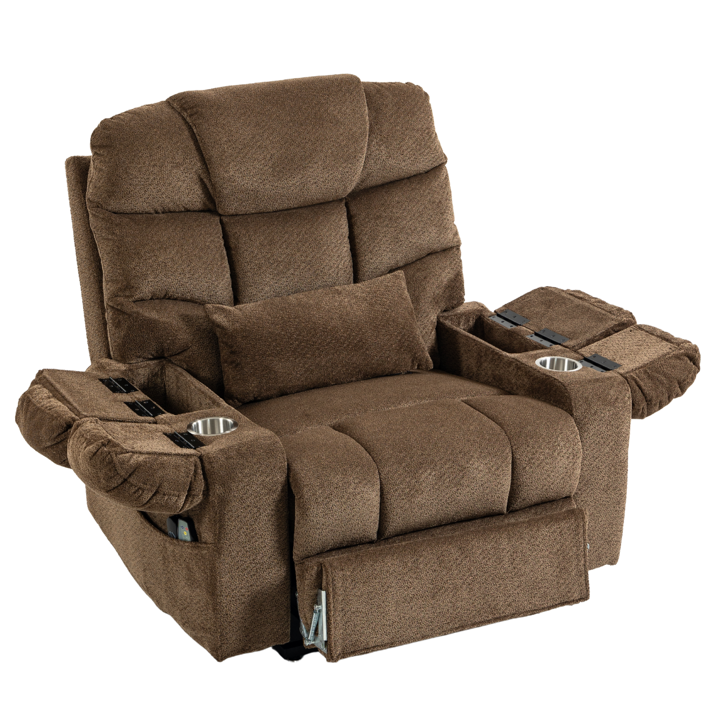 JUUXO Big Tall Man 500 lbs Recliners Power Lift Chair with Heat & Massage - USB & Type C Charging - Mocha Brown Chenille