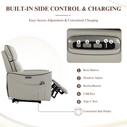 Zero Wall Hugger Power Recliner Chair Zero-Gravity Recliner with Adjustable Power Headrest