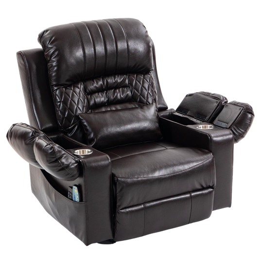 Triple Motor Power Lift Recliner Chair for Elderly, Lay Flat Recliner with Adjustable Headrest, Vibration Massage and Lumbar Heat, Flip-Open Arm Storage, Cup Holders