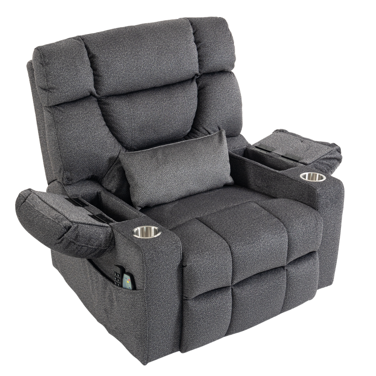 Triple Motor Power Lift Recliner Chair for Elderly, Lay Flat Recliner with Adjustable Headrest, Vibration Massage and Lumbar Heat, Flip-Open Arm Storage, Cup Holders