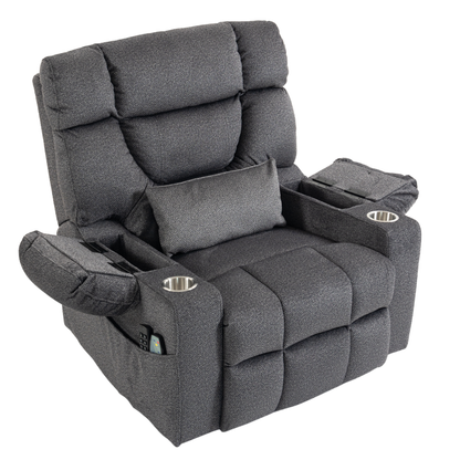 Triple Motor Power Lift Recliner Chair for Elderly, Lay Flat Recliner with Adjustable Headrest, Vibration Massage and Lumbar Heat, Flip-Open Arm Storage, Cup Holders