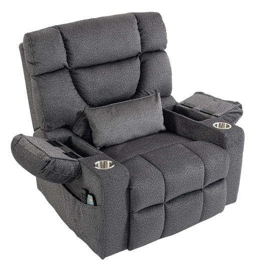 Triple Motor Power Lift Recliner Chair for Elderly, Lay Flat Recliner with Adjustable Headrest, Vibration Massage and Lumbar Heat, Flip-Open Arm Storage, Cup Holders