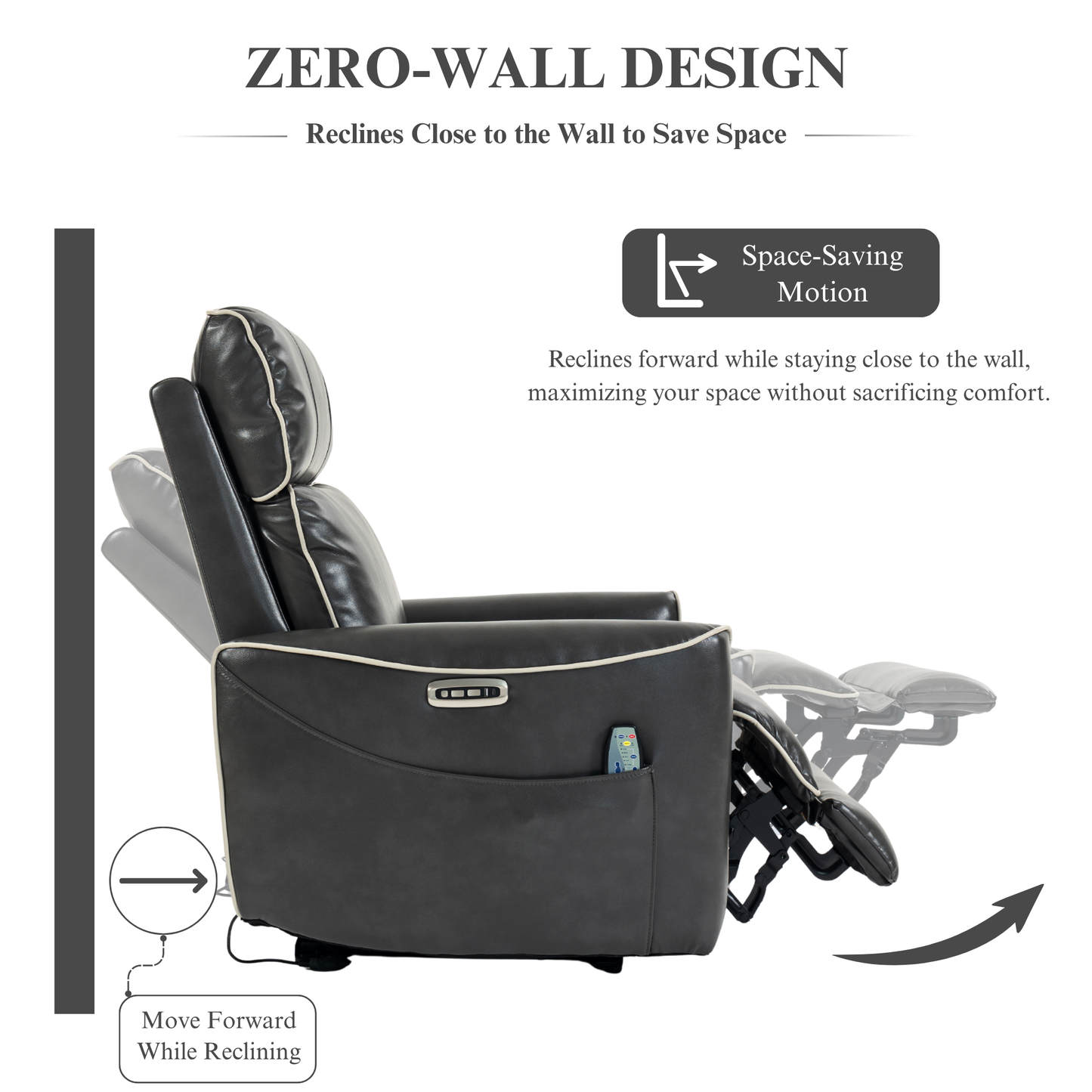 Zero Wall Hugger Power Recliner Chair Zero-Gravity Recliner with Adjustable Power Headrest
