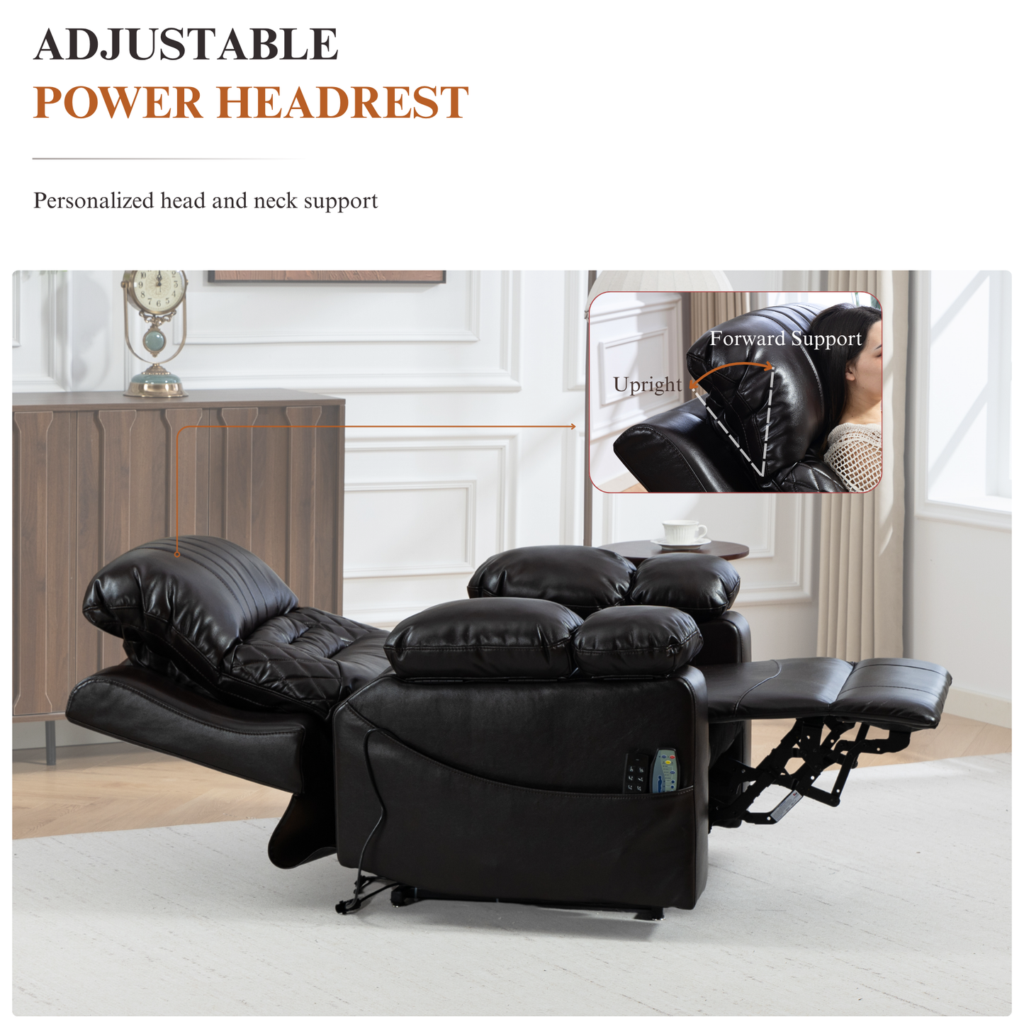 Triple Motor Power Lift Recliner Chair for Elderly, Lay Flat Recliner with Adjustable Headrest, Vibration Massage and Lumbar Heat, Flip-Open Arm Storage, Cup Holders