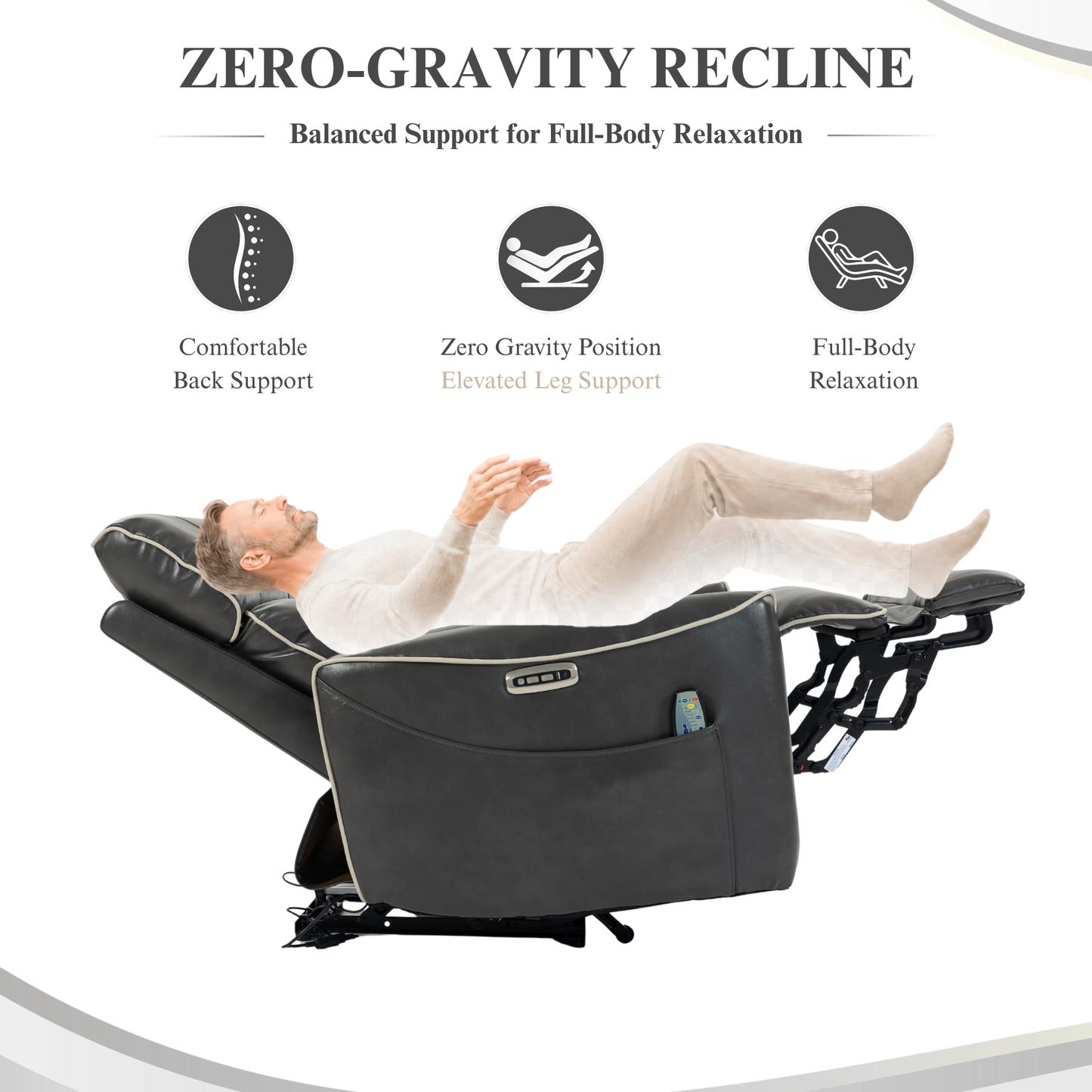 Zero Wall Hugger Power Recliner Chair Zero-Gravity Recliner with Adjustable Power Headrest