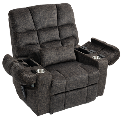 JUUXO Zenova 3-Motor Lift Chair, Zero Gravity Lay Flat Recliner with Heat & Massage - 400 lb - Dark Charcoal Grey Chenille