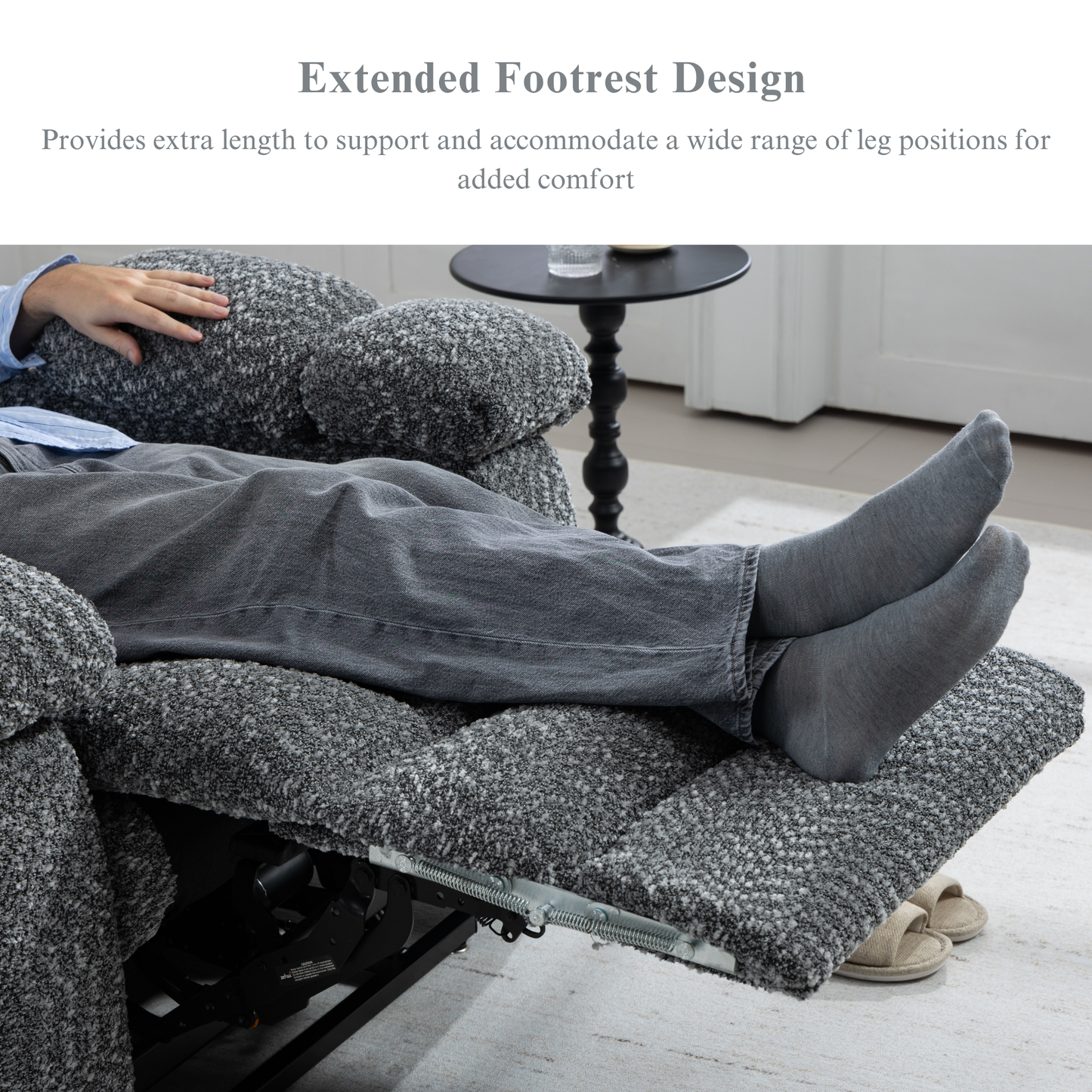 JUUXO Big Tall Man 500 lbs Recliners Power Lift Chair with Heat & Massage - USB & Type C Charging - Heather Grey Chenille