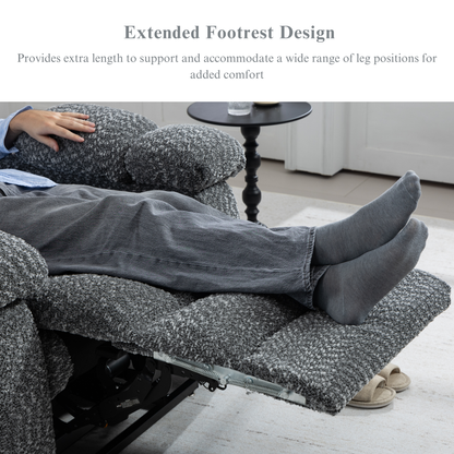 JUUXO Big Tall Man 500 lbs Recliners Power Lift Chair with Heat & Massage - USB & Type C Charging - Heather Grey Chenille
