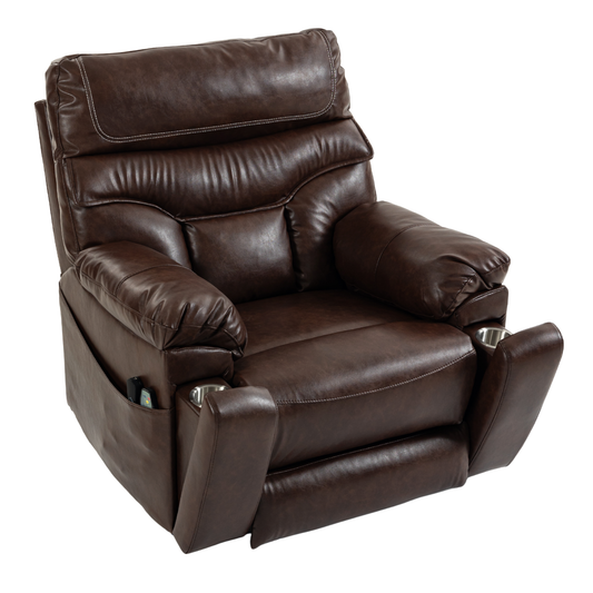Oversized Recliner Chair 27.5-inch Wide Seat with Extended Footrest - Power Lift Recliner for Elderly with Heat Massage - Hidden Cup Holders 350 lbs