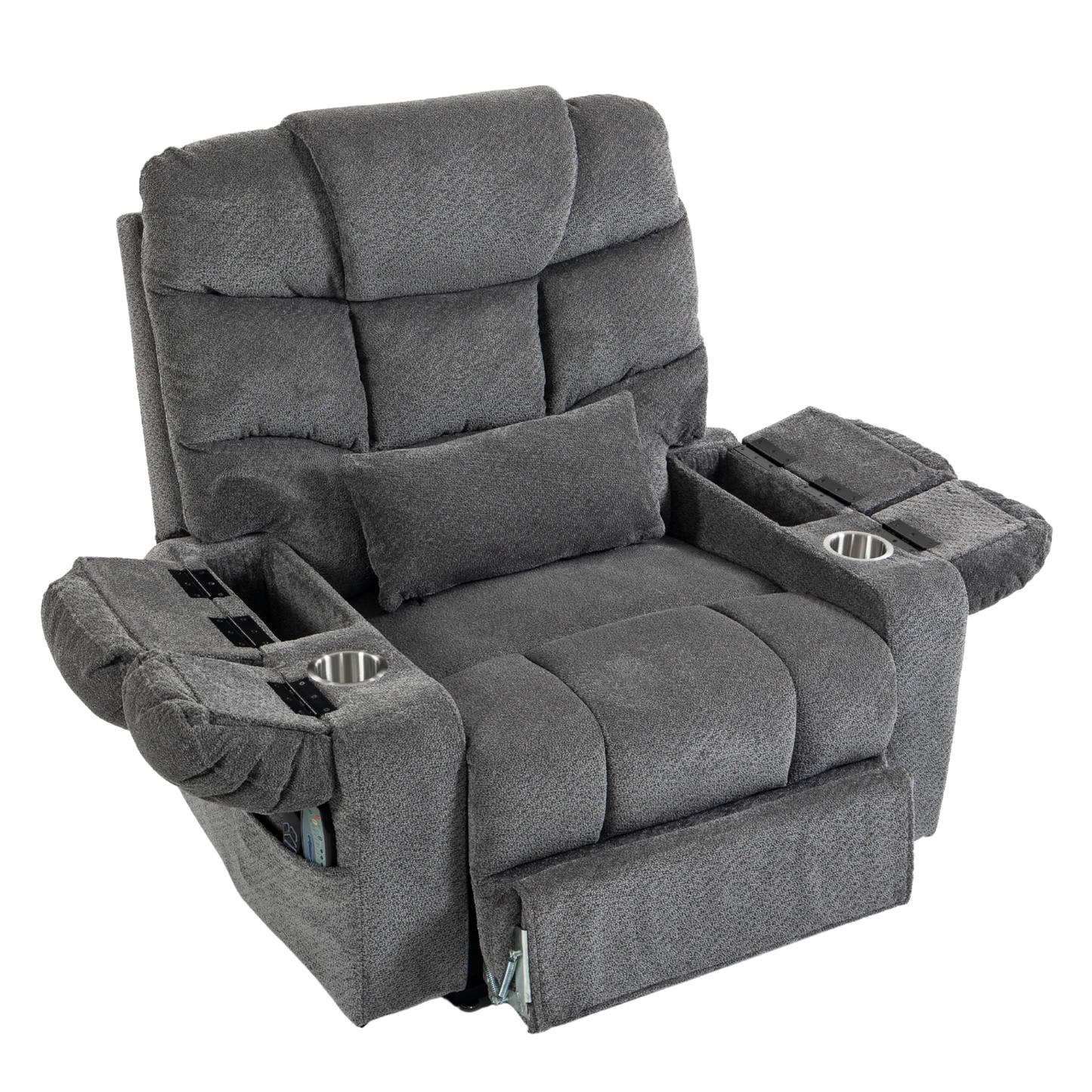 JUUXO Big Tall Man 500 lbs Recliners Power Lift Chair with Heat & Massage - USB & Type C Charging - Stone Gray Chenille