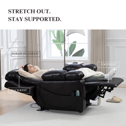 Triple Motor Power Lift Recliner Chair for Elderly, Lay Flat Recliner with Adjustable Headrest, Vibration Massage and Lumbar Heat, Flip-Open Arm Storage, Cup Holders