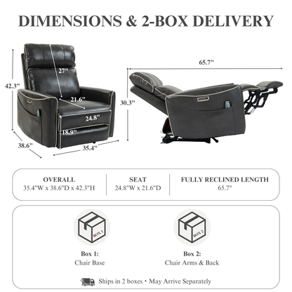 Zero Wall Hugger Power Recliner Chair Zero-Gravity Recliner with Adjustable Power Headrest