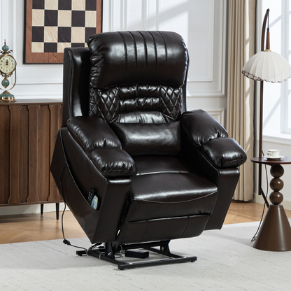 Triple Motor Power Lift Recliner Chair for Elderly, Lay Flat Recliner with Adjustable Headrest, Vibration Massage and Lumbar Heat, Flip-Open Arm Storage, Cup Holders