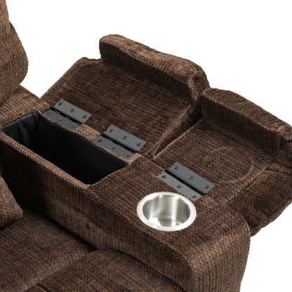 JUUXO Zenova 3-Motor Lift Chair, Zero Gravity Lay Flat Recliner with Heat & Massage - 400 lb - Dark Brown Chenille