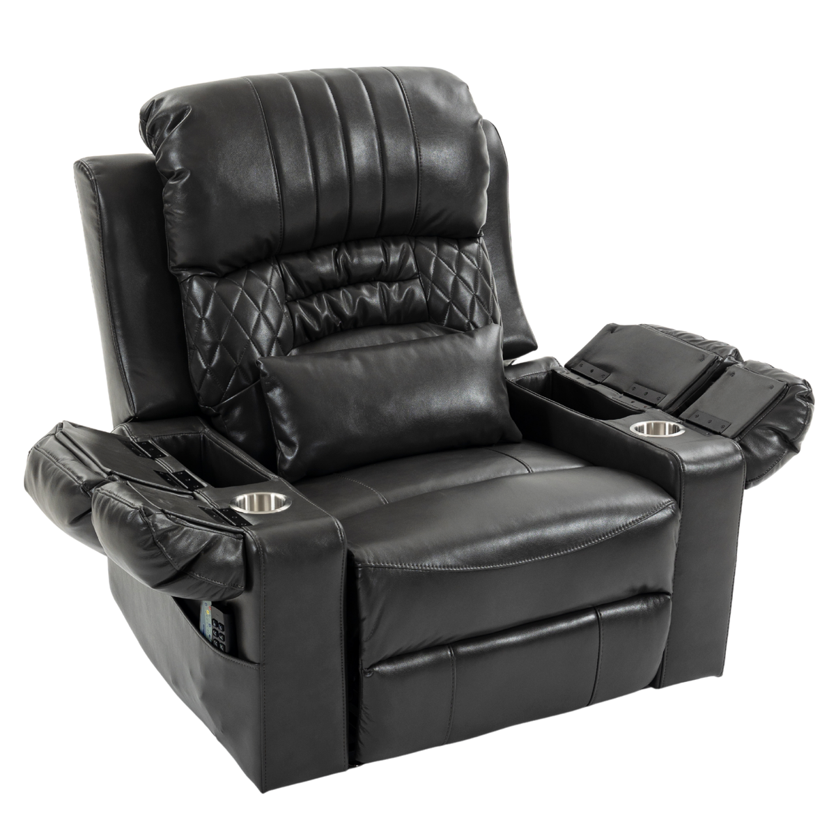 Triple Motor Power Lift Recliner Chair for Elderly, Lay Flat Recliner with Adjustable Headrest, Vibration Massage and Lumbar Heat, Flip-Open Arm Storage, Cup Holders