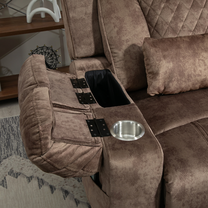 JUUXO Maximus Big Man Recliners Power Lift Chair with Heat & Massage - USB & Type C Charging- 400 lbs Capacity - Light Brown Velvet
