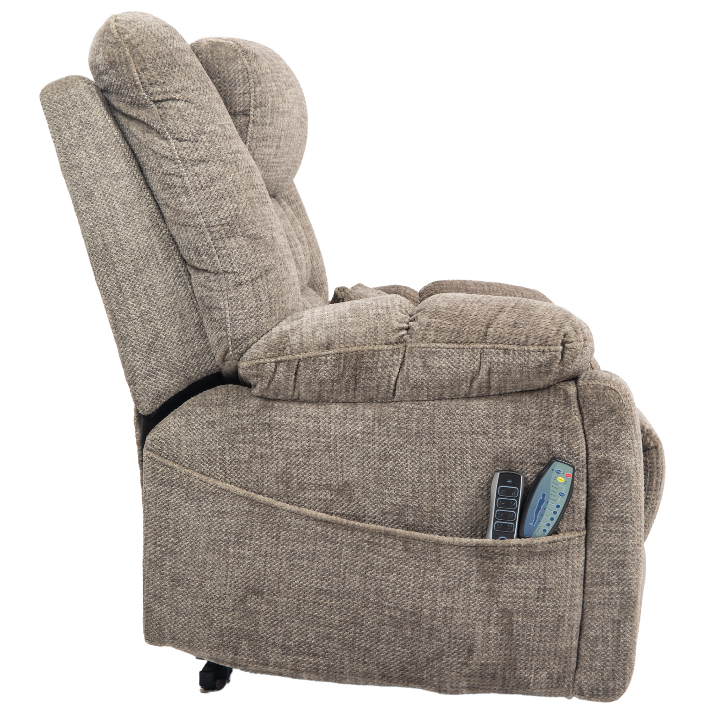 JUUXO Majesty 2.0 Oversized 4-Motor Lay Flat Lift Recliner Chair with Heat & Massage - 400 lb - Taupe Chenille