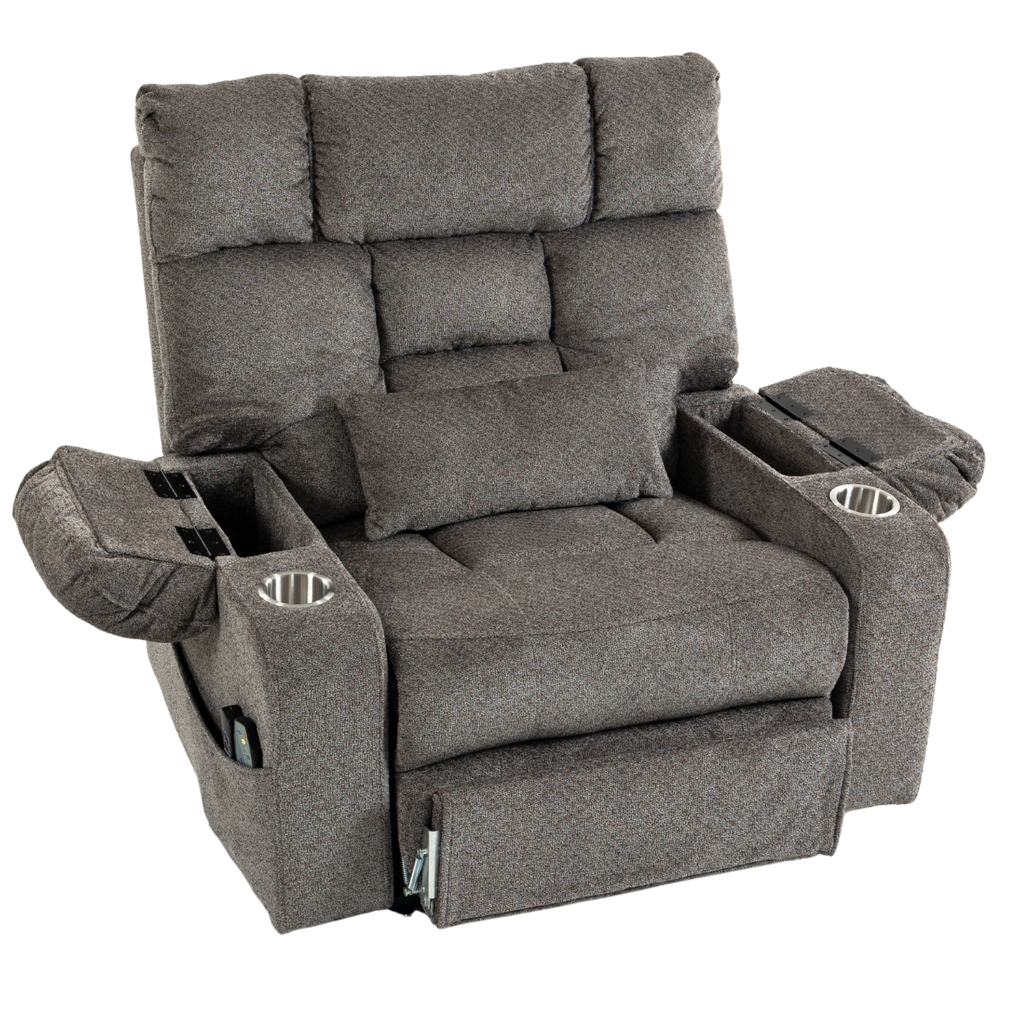 JUUXO Big Tall Man 500 lbs Recliners Power Lift Chair with Heat & Massage - USB & Type C Charging - Charcoal Gray Chenille