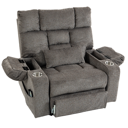 JUUXO Big Tall Man 500 lbs Recliners Power Lift Chair with Heat & Massage - USB & Type C Charging - Charcoal Gray Chenille