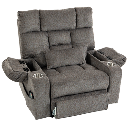 JUUXO Big Tall Man 500 lbs Recliners Power Lift Chair with Heat & Massage - USB & Type C Charging - Charcoal Gray Chenille