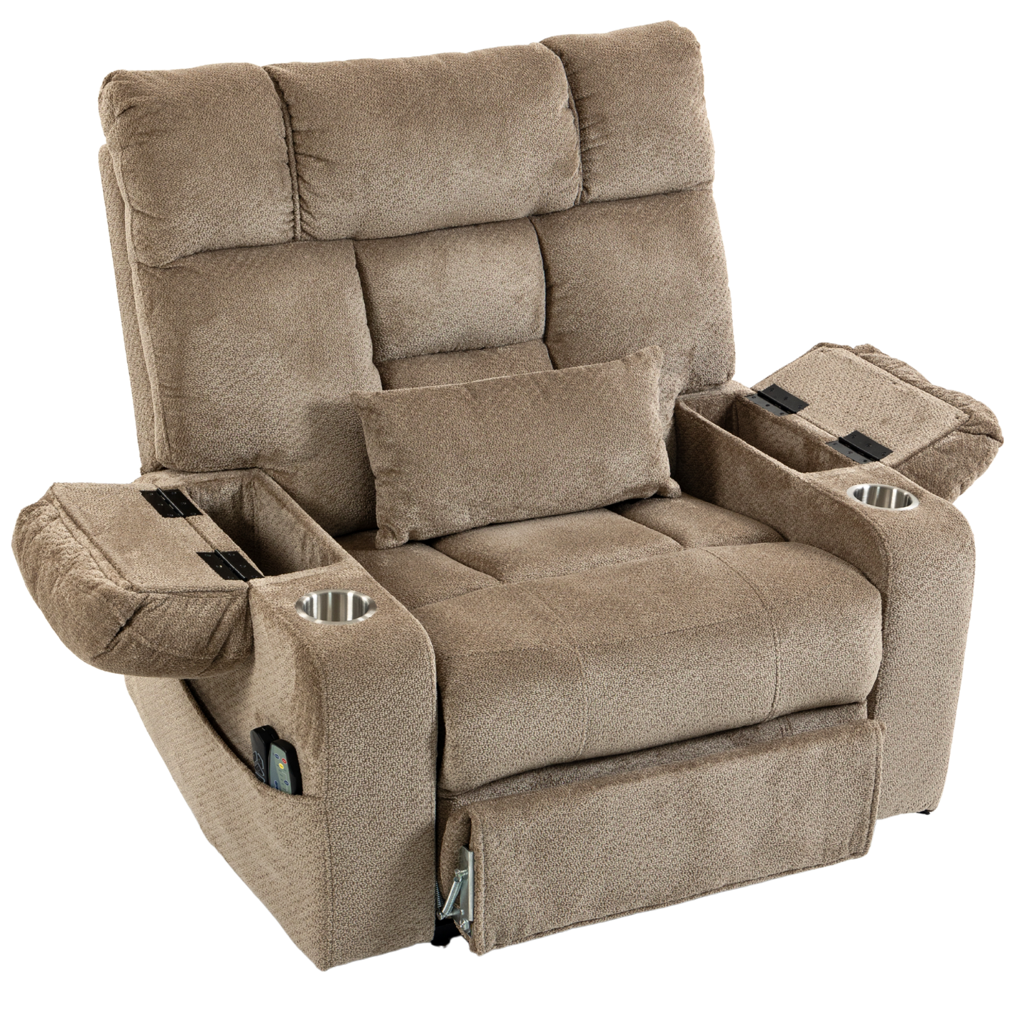 JUUXO Big Tall Man 500 lbs Recliners Power Lift Chair with Heat & Massage - USB & Type C Charging - Oatmeal Chenille