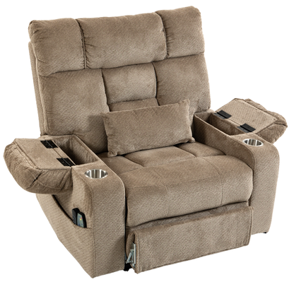 JUUXO Big Tall Man 500 lbs Recliners Power Lift Chair with Heat & Massage - USB & Type C Charging - Oatmeal Chenille