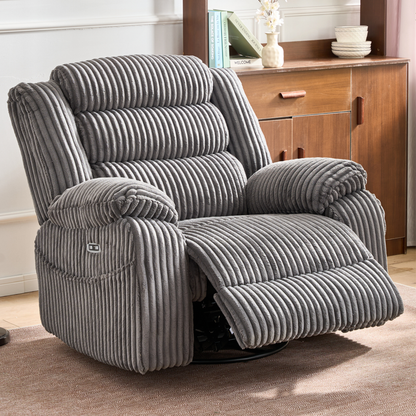 Extra Wide Power Swivel Rocking Recliner for Adults with Heat Massage, USB & Type-C Charging, Electric Glider Rocker Chair for Living Room Nursery Bedroom Office