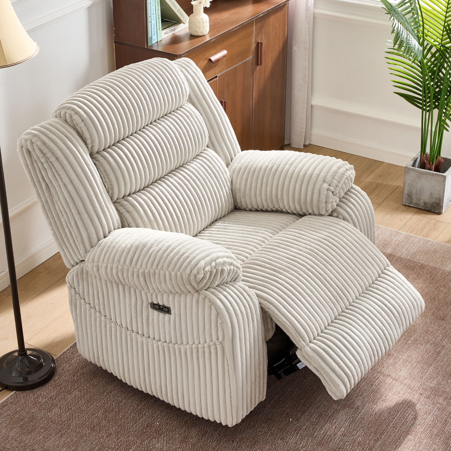 Extra Wide Power Swivel Rocking Recliner for Adults with Heat Massage, USB & Type-C Charging, Electric Glider Rocker Chair for Living Room Nursery Bedroom Office
