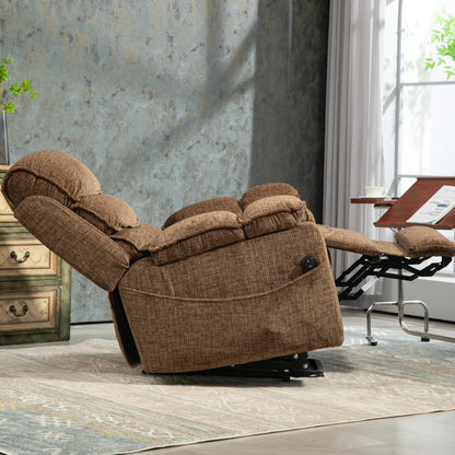 Oversized Recliner Chair 26-inch Wide Seat with Extended Footrest - Power Lift Recliner for Elderly with Heat Massage - Flip Arm Storage Cup Holders 350 lbs