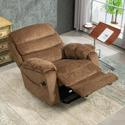 Oversized Recliner Chair 26-inch Wide Seat with Extended Footrest - Power Lift Recliner for Elderly with Heat Massage - Flip Arm Storage Cup Holders 350 lbs
