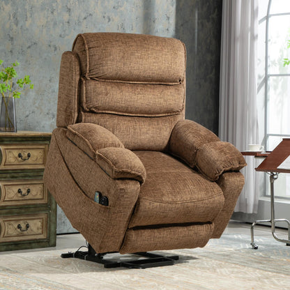 Oversized Recliner Chair 26-inch Wide Seat with Extended Footrest - Power Lift Recliner for Elderly with Heat Massage - Flip Arm Storage Cup Holders 350 lbs