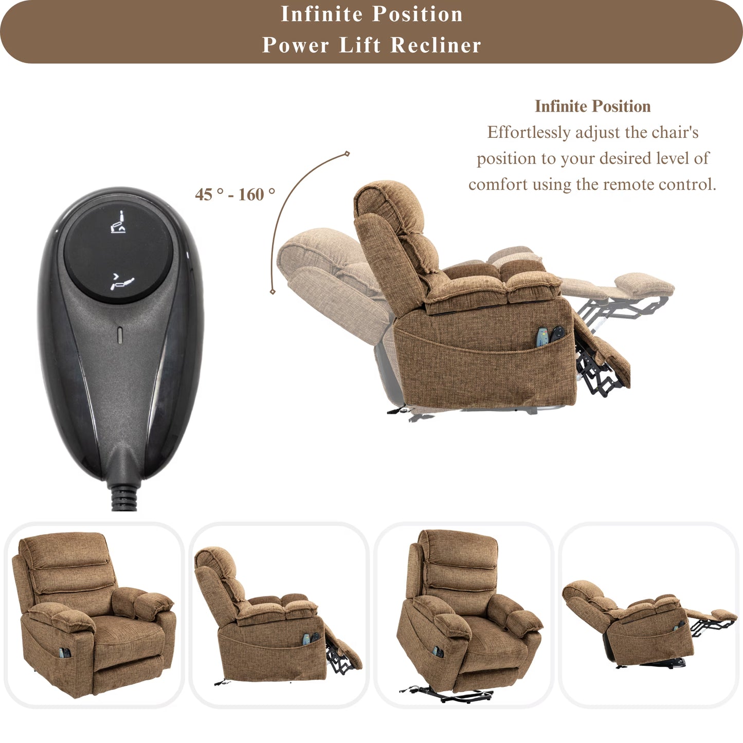 Oversized Recliner Chair 26-inch Wide Seat with Extended Footrest - Power Lift Recliner for Elderly with Heat Massage - Flip Arm Storage Cup Holders 350 lbs