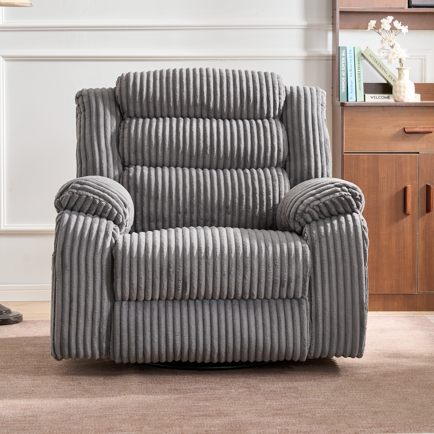 Extra Wide Power Swivel Rocking Recliner for Adults with Heat Massage, USB & Type-C Charging, Electric Glider Rocker Chair for Living Room Nursery Bedroom Office