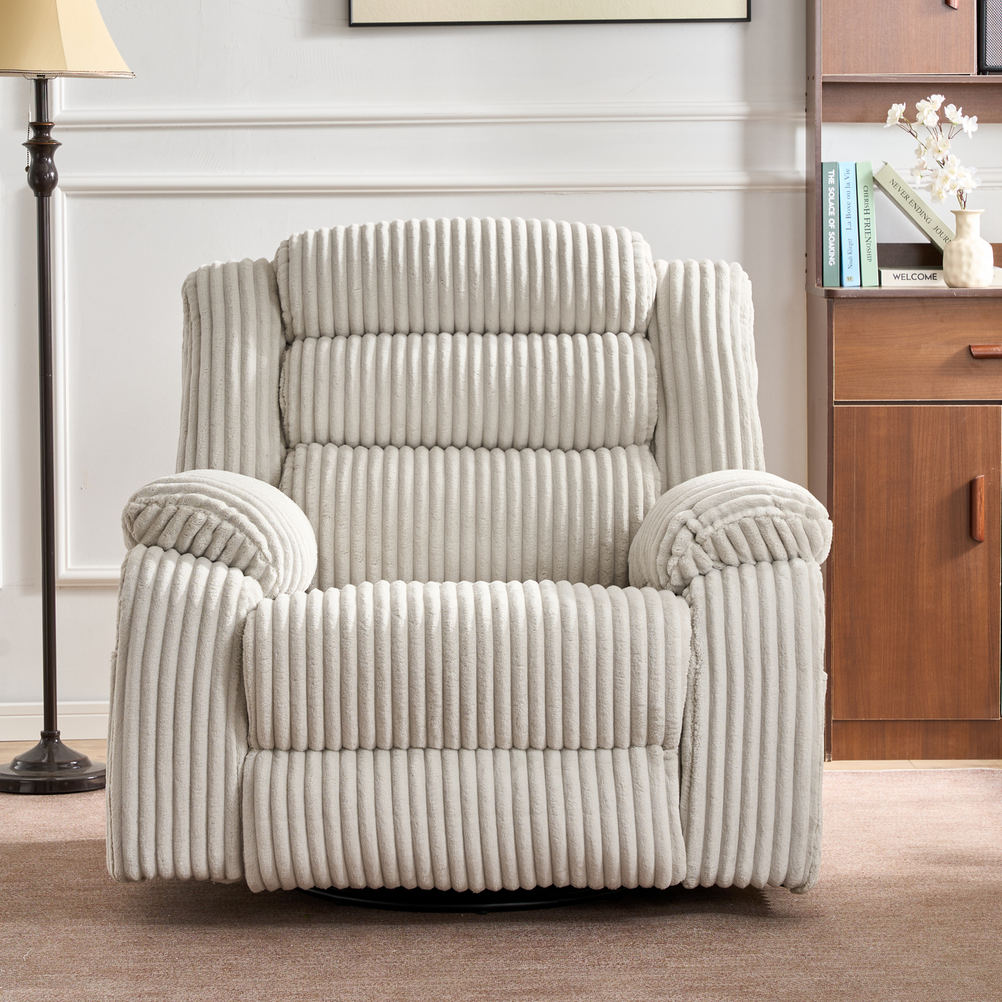Extra Wide Power Swivel Rocking Recliner for Adults with Heat Massage, USB & Type-C Charging, Electric Glider Rocker Chair for Living Room Nursery Bedroom Office