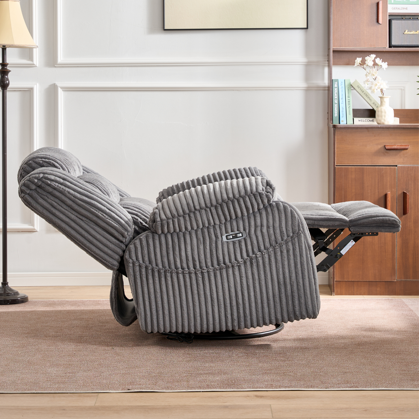 Extra Wide Power Swivel Rocking Recliner for Adults with Heat Massage, USB & Type-C Charging, Electric Glider Rocker Chair for Living Room Nursery Bedroom Office